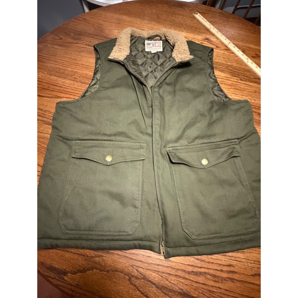 Weatherproof Heritage Brand Mens XXL Green Canvas Workwear Vest Sherpa Collar‎